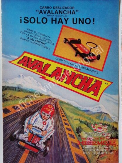 CARTEL ANTIGUO ORIGINAL DE SET DE 3 AFICHES. CARRITOS AVALANCHA 1970s - Imagen 4