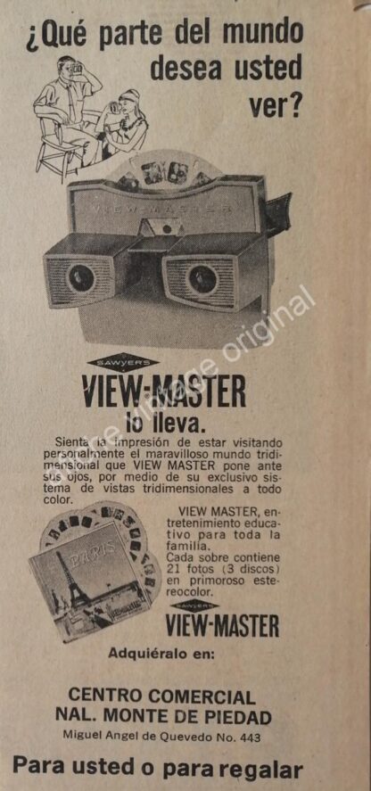 CARTEL ANTIGUO ORIGINAL DE SET DE 2 AFICHES. VISOR VIEW MASTER 1960s - Imagen 3