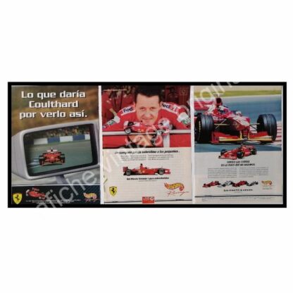 CARTEL ANTIGUO ORIGINAL DE CARRITOS HOT WHEELS CON MICHAEL SCHUMACHER Y MAS 1980s