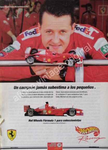 CARTEL ANTIGUO ORIGINAL DE CARRITOS HOT WHEELS CON MICHAEL SCHUMACHER Y MAS 1980s - Imagen 3