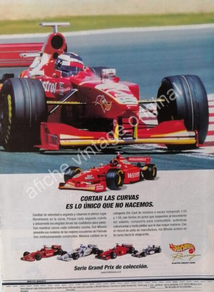 CARTEL ANTIGUO ORIGINAL DE CARRITOS HOT WHEELS CON MICHAEL SCHUMACHER Y MAS 1980s - Imagen 2