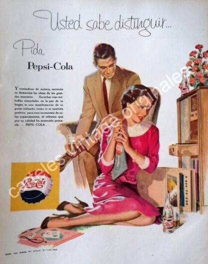 CARTEL ANTIGUO ORIGINAL DE REFRESCOS PEPSI 1956 /5 PUBLICIDAD ARTISTICA