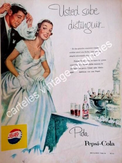 CARTEL ANTIGUO ORIGINAL DE REFRESCOS PEPSI 1955 /4 PUBLICIDAD ARTISTICA