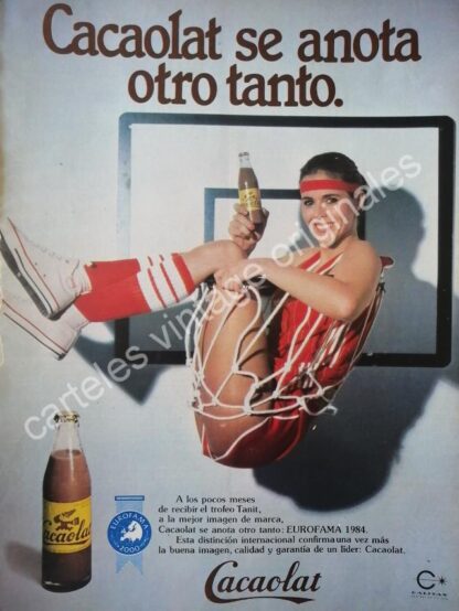 CARTEL ANTIGUO ORIGINAL DE REFRESCO CACAOLAT EUROFAMA 1984