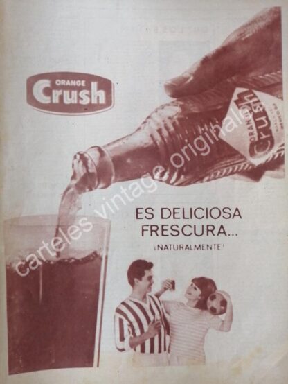 CARTEL ANTIGUO ORIGINAL DE REFRESCO ORANGE CRUSH 1960s /3