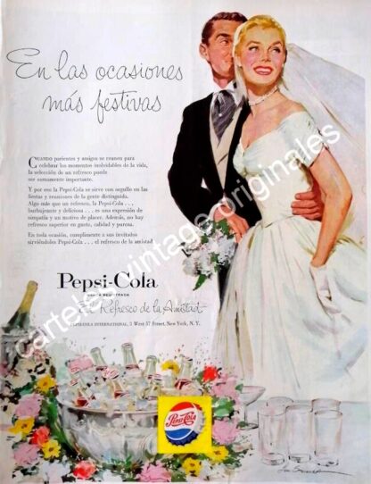 CARTEL ANTIGUO ORIGINAL DE PEPSI 1956. DIBUJO DE LEN STECKLER