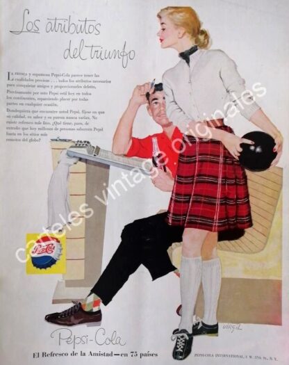 CARTEL ANTIGUO ORIGINAL DE PEPSI 1958 DIBUJO. ANDY VIRGIL. PUBLICIDAD ARTISTICA