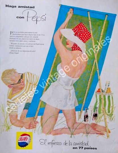 CARTEL ANTIGUO ORIGINAL DE PEPSI 1956. PUBLICIDAD ARTISTICA /22