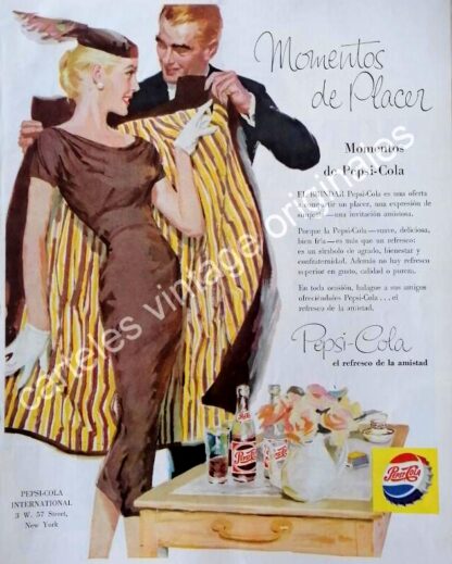 CARTEL ANTIGUO ORIGINAL DE PEPSI 1956. PUBLICIDAD ARTISTICA /21