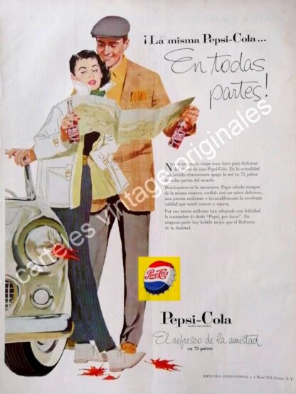 CARTEL ANTIGUO ORIGINAL DE PEPSI 1957. PUBLICIDAD ARTISTICA /17