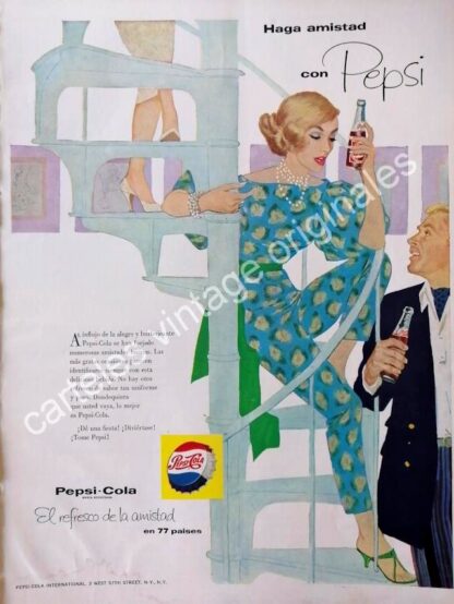 CARTEL ANTIGUO ORIGINAL DE PEPSI 1958. PUBLICIDAD ARTISTICA /26