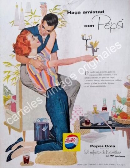 CARTEL ANTIGUO ORIGINAL DE PEPSI 1958. PUBLICIDAD ARTISTICA /25