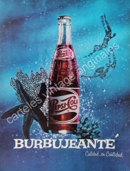 CARTEL ANTIGUO ORIGINAL DE PEPSI 1962 BURBUJEANTE