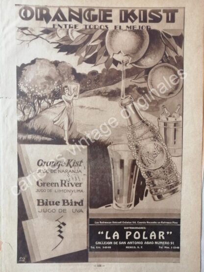 CARTEL ANTIGUO ORIGINAL DE REFRESCO ORANGE KIST 1930s, SUPER RARO