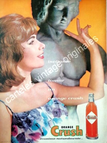 CARTEL ANTIGUO ORIGINAL DE ORANGE CRUSH 1960 INVITAME /12