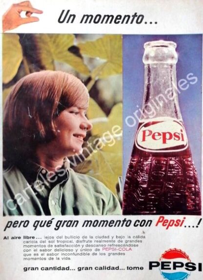 CARTEL ANTIGUO ORIGINAL DE PEPSI 1965 QUE GRAN MOMENTO CON PEPSI