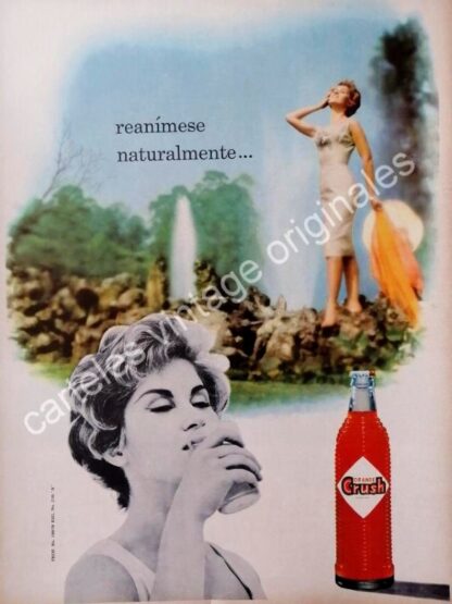 CARTEL ANTIGUO ORIGINAL DE ANA BERTHA LEPE Y REFRESCO ORANGE CRUSH 1958 / FEP