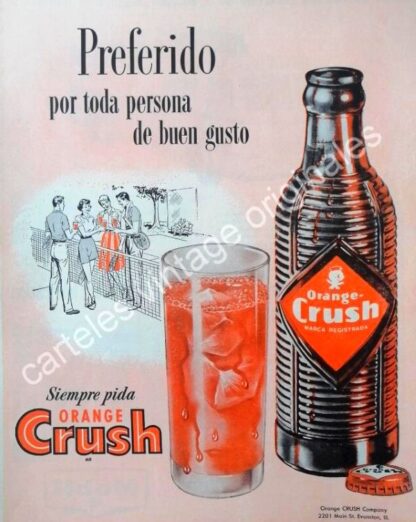 CARTEL ANTIGUO ORIGINAL DE ORANGE CRUSH 1956 INICIOS EN MEXICO /17