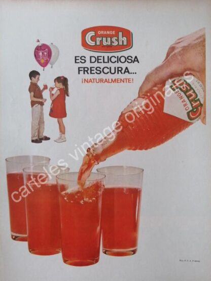 CARTEL ANTIGUO ORIGINAL DE REFRESCO ORANGE CRUSH 1965 ES DELICIOSA FRESCURA /20