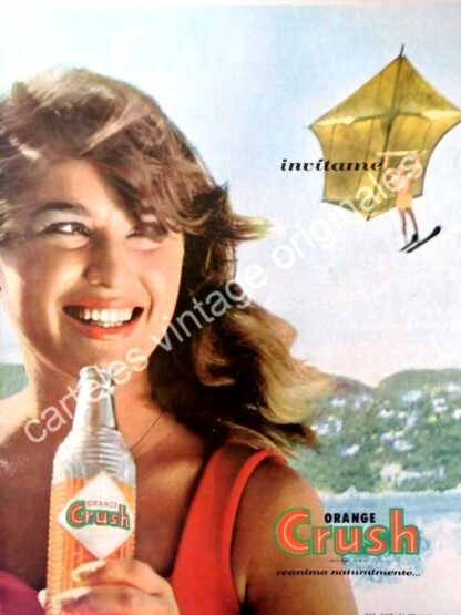 CARTEL ANTIGUO ORIGINAL DE REFRESCO ORANGE CRUSH 1961 INVITAME /23