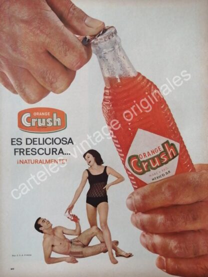 CARTEL ANTIGUO ORIGINAL DE REFRESCO ORANGE CRUSH 1965 ES DELICIOSA FRESCURA /19