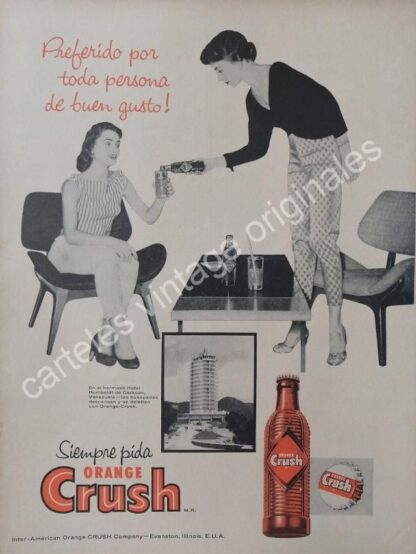 CARTEL ANTIGUO ORIGINAL DE REFRESCO ORANGE CRUSH 1957 /28