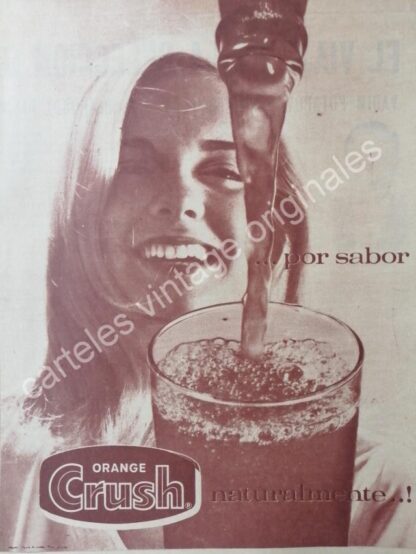 CARTEL ANTIGUO ORIGINAL DE REFRESCO ORANGE CRUSH 1960s /2