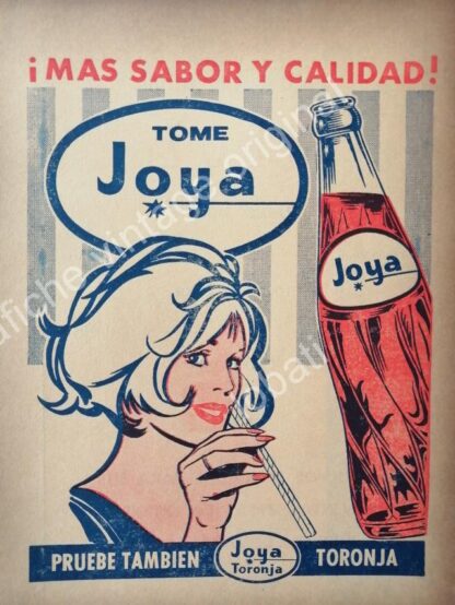 CARTEL ANTIGUO ORIGINAL DE SET DE 4 AFICHES REFRESCOS JOYA 1950s-60s - Imagen 4