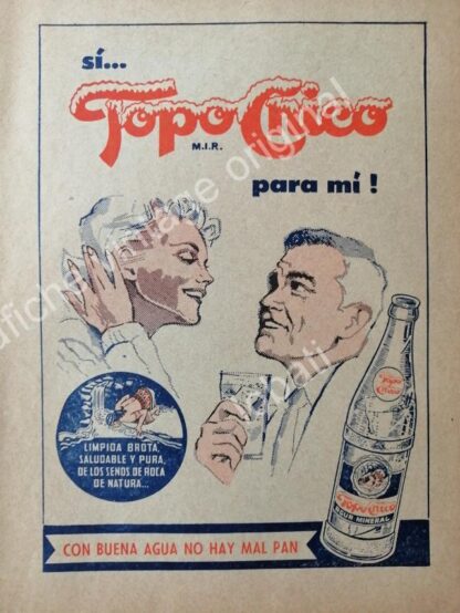 CARTEL ANTIGUO ORIGINAL DE SET DE 3 AFICHES AGUA MINERAL TOPO CHICO 40s & 50s /3 - Imagen 3