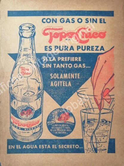 CARTEL ANTIGUO ORIGINAL DE SET DE 3 AFICHES AGUA MINERAL TOPO CHICO 40s & 50s /3 - Imagen 2