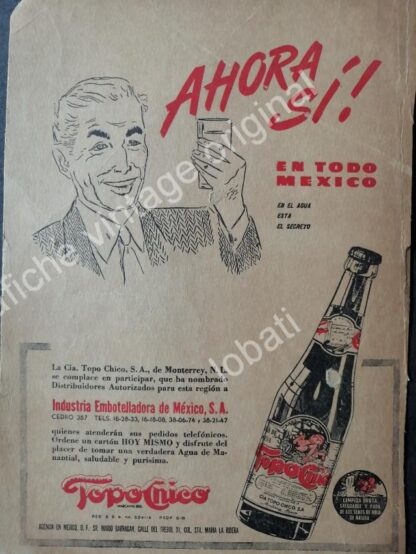 CARTEL ANTIGUO ORIGINAL DE SET DE 3 AFICHES AGUA MINERAL TOPO CHICO 1940s & 50s - Imagen 3