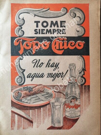 CARTEL ANTIGUO ORIGINAL DE SET DE 3 AFICHES AGUA MINERAL TOPO CHICO 1940s & 50s - Imagen 2