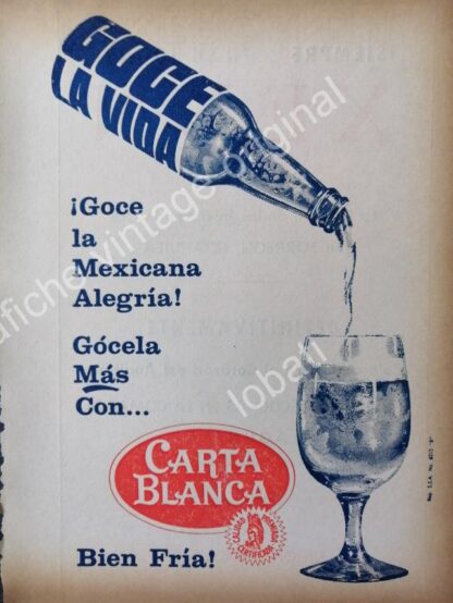 CARTEL ANTIGUO ORIGINAL DE SET DE 3 AFICHES CERVEZA CARTA BLANCA 1960s - Imagen 3