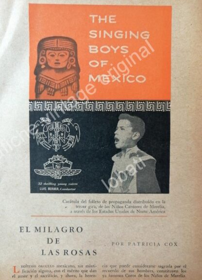 CARTEL ANTIGUO ORIGINAL DE REPORTAJES SOBRE LOS NIÑOS CANTORES DE MORELIA 1959 - Imagen 4