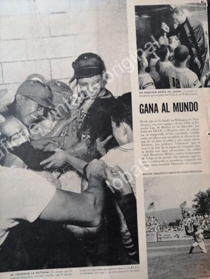 CARTEL ANTIGUO ORIGINAL DE REPORTAJE LOS NIÑOS CAMPEONES DE MONTERREY 1957. BEISBOL - Imagen 4