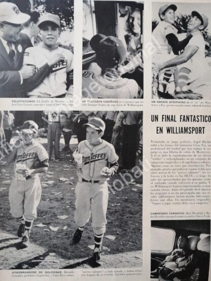 CARTEL ANTIGUO ORIGINAL DE REPORTAJE LOS NIÑOS CAMPEONES DE MONTERREY 1957. BEISBOL - Imagen 3