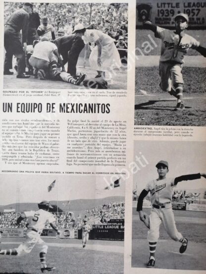 CARTEL ANTIGUO ORIGINAL DE REPORTAJE LOS NIÑOS CAMPEONES DE MONTERREY 1957. BEISBOL - Imagen 2