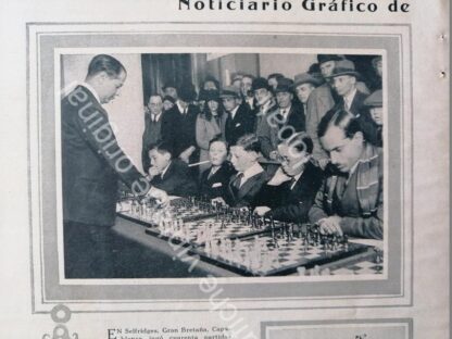 CARTEL ANTIGUO ORIGINAL DE REPORTAJES SOBRE RAUL CAPABLANCA 1927 / AJEDREZ - Imagen 4