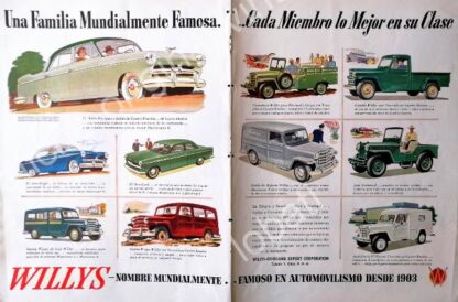 CARTEL ANTIGUO ORIGINAL DE AUTOS Y CAMIONETAS WILLYS 1953 TODOS SUS MODELOS