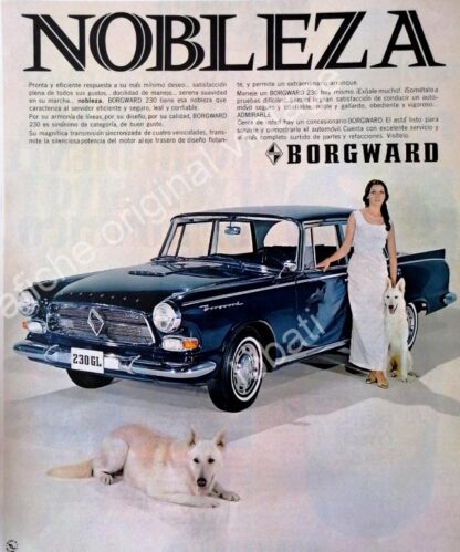 CARTEL ANTIGUO ORIGINAL DE AUTOS BORGWARD 230-GL 1967 MONTERREY