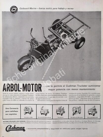 CARTEL ANTIGUO ORIGINAL DE MOTOCICLETAS CUSHMAN 1958