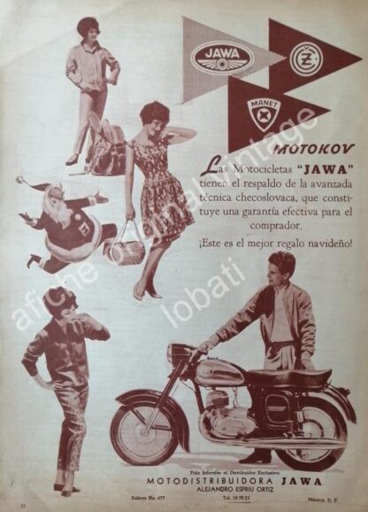 CARTEL ANTIGUO ORIGINAL DE MOTOCICLETAS JAWA 1961./ MUY RARO