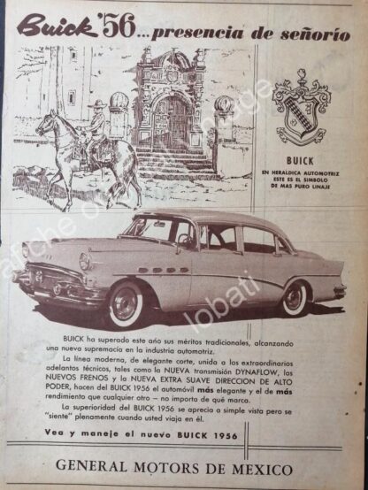 CARTEL ANTIGUO ORIGINAL DE AUTOS BUICK 1956 GENERAL MOTORS