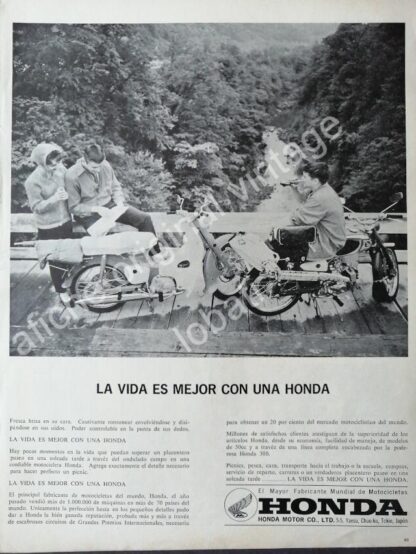 CARTEL ANTIGUO ORIGINAL DE MOTOCICLETAS HONDA 1960s