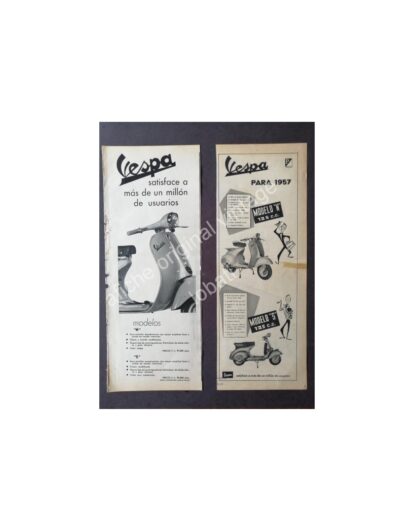 CARTEL ANTIGUO ORIGINAL DE 2 AFICHES DE MOTOCICLETAS VESPA 1957