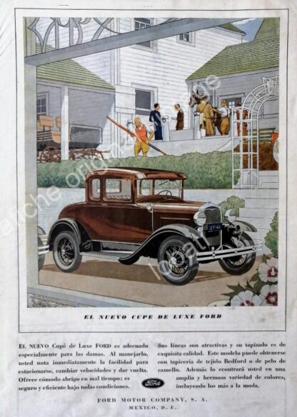 CARTEL ANTIGUO ORIGINAL DE AUTOS FORD CUPE DELUXE 1929