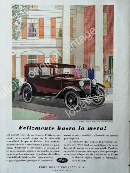 CARTEL ANTIGUO ORIGINAL DE AUTOS FORD SEDAN 1929