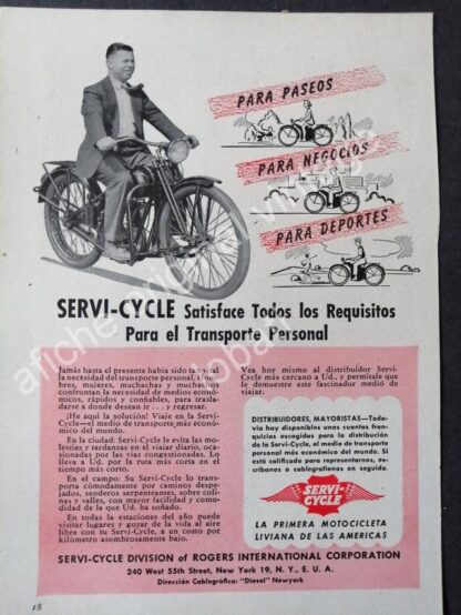 CARTEL ANTIGUO ORIGINAL DE SET DE 7 AFICHES DE MOTOCICLETAS 1940s-50s - Imagen 5