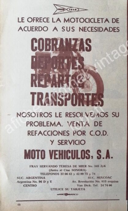 CARTEL ANTIGUO ORIGINAL DE SET DE 2 AFICHES MOTOCICLETAS ISLO 1960s - Imagen 2