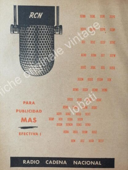 CARTEL ANTIGUO ORIGINAL DE SET DE 6. RADIO DIFUSORAS DE MONTERREY .1940s-60s - Imagen 5